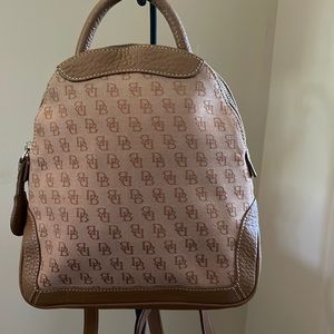 Fabric and leather backpack purse